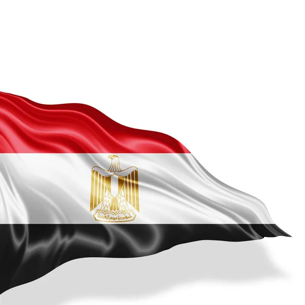 Vlajka Egypta Kopií Prostor Pro Text Bílém Pozadí Ilustrace — Stock fotografie