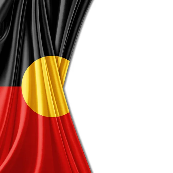 Másol Szöveg Fehér Háttér Ábrán Helyet Őslakosok Ausztrália Zászlaja — Stock Fotó
