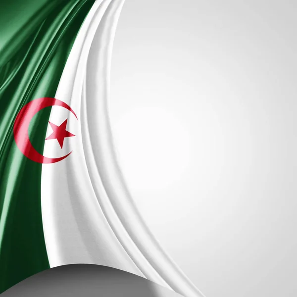白背景 イラストにテキストのコピー スペースとアルジェリアの旗 — ストック写真