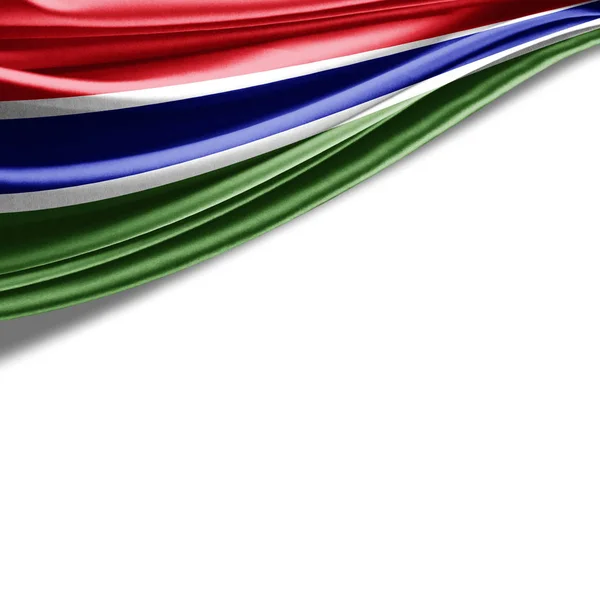 Vlag Van Gambia Met Kopie Ruimte Voor Tekst Witte Achtergrond — Stockfoto
