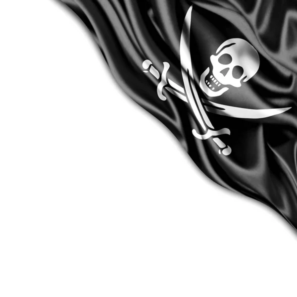 Piraat Vlag Van Weefsel Texture Illustratie — Stockfoto