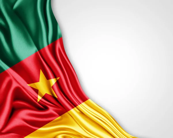 Vlajka Kamerunu Kopie Prostor Pro Text Bílém Pozadí Obrázek — Stock fotografie