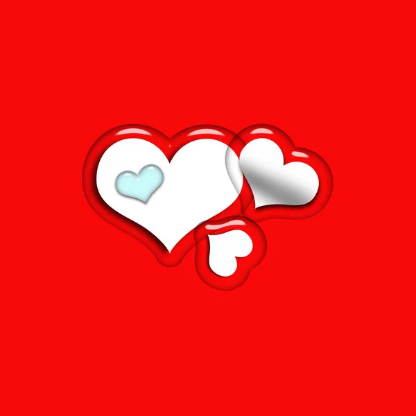 White Hearts Red Background — Stock Photo, Image