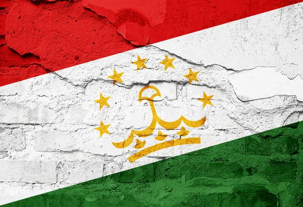 Bandera Tayikistán Pintada Sobre Textura Pared Vieja Ilustración —  Fotos de Stock
