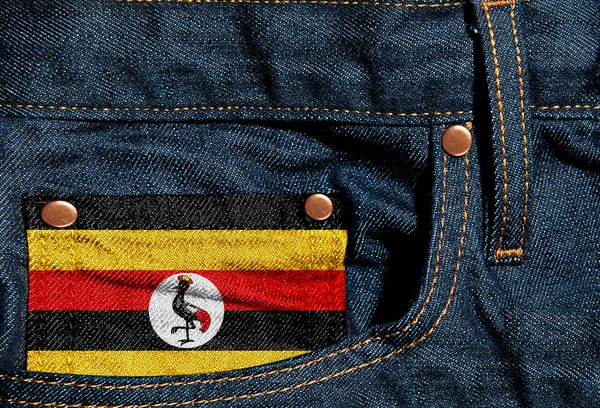 Vlag Van Oeganda Jeans Illustratie — Stockfoto
