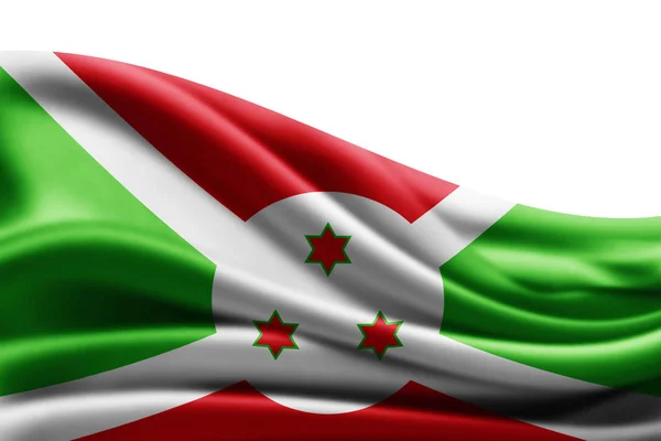 Bandera Burundi Con Espacio Copia Para Texto Sobre Fondo Blanco — Foto de Stock