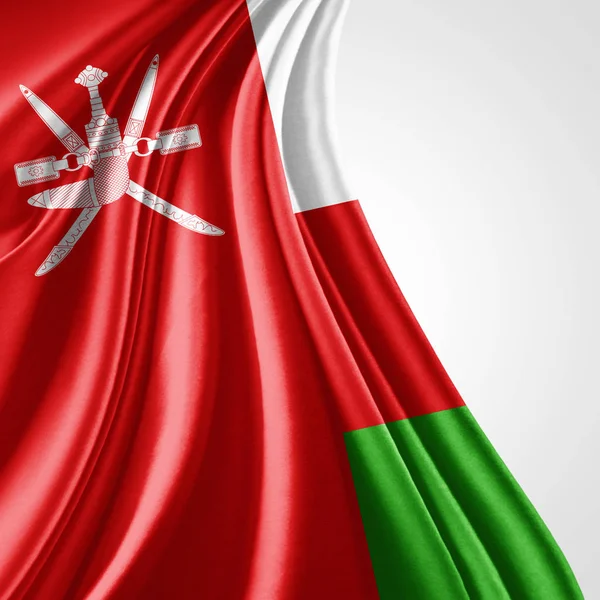 Drapeau Oman Avec Espace Copie Pour Votre Texte Sur Fond — Photo