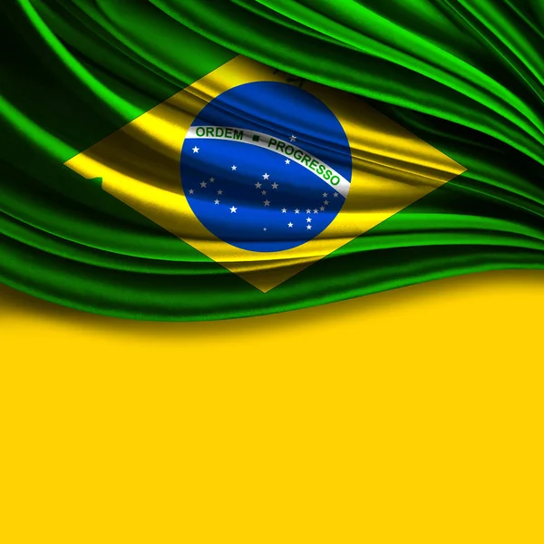 Bandera Brasil Seda Con Copyspace Para Texto Imágenes — Foto de Stock