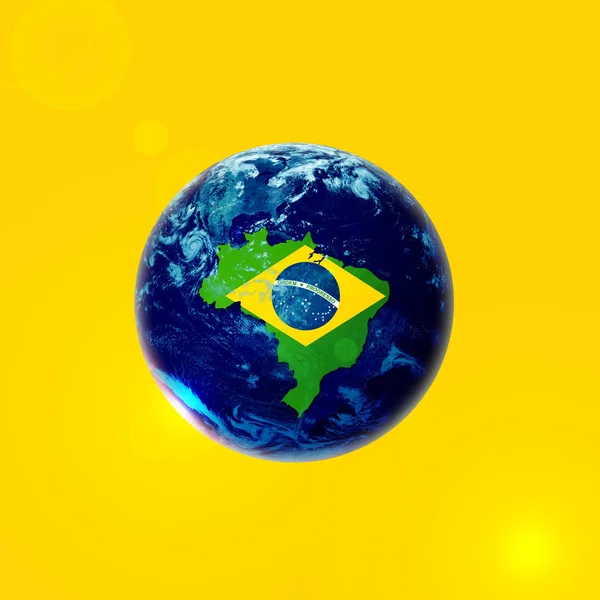 Flaga Brazylii Kuli Ziemskiej Kopia Przestrzeń Dla Tekstu Lub Obrazów — Zdjęcie stockowe