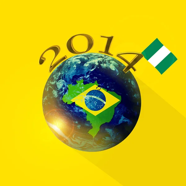 Brasilienkarte Und Nigerianische Flagge Karte Mit Kopierplatz Für Ihren Text — Stockfoto