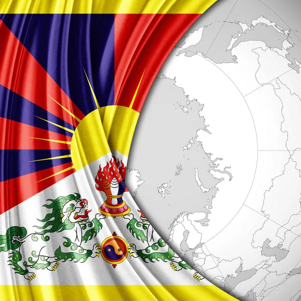 Flag of Tibet   with copy space for your text  - 3D illustration