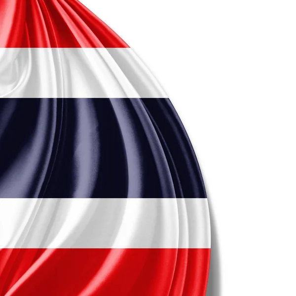 Bandera Tailandia Con Espacio Copia Para Texto Sobre Fondo Blanco — Foto de Stock