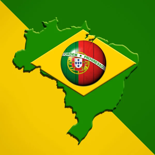 Brazil Portugal Flags Map Copy Space Your Text Images — Stock Photo, Image