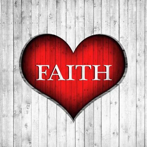 Религиозная Концепция Красное Сердце Словом Вера — стоковое фото