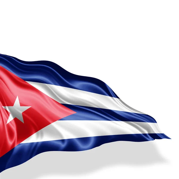 Bandera Cuba Con Espacio Copia Para Texto Sobre Fondo Blanco —  Fotos de Stock