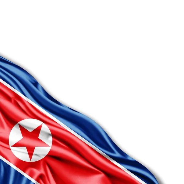 Vlag Van Noord Korea Met Kopie Ruimte Voor Tekst Witte — Stockfoto