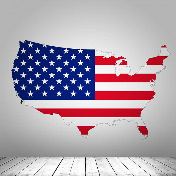 Флаг США с местом для копирования текста - 3D иллюстрация
    