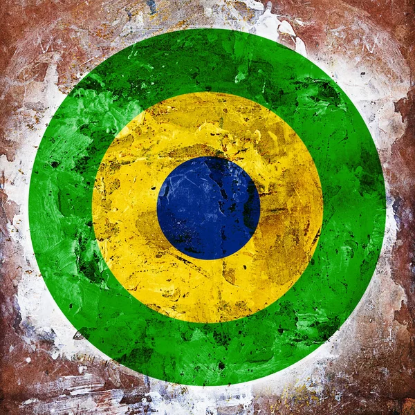 Bandeira Brasil Pintada Textura Parede Antiga Ilustração — Fotografia de Stock