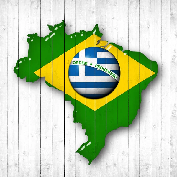 ブラジルとギリシャのフラグ あなたのテキストや画像のコピースペースで地図 — ストック写真