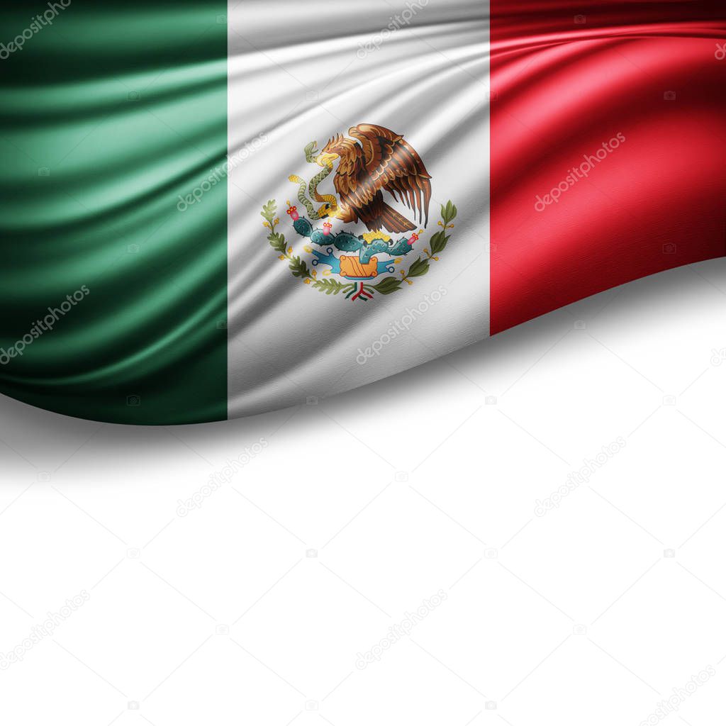 Flag of   Mexico  with copy space for your text on  white background - 3D illustration    