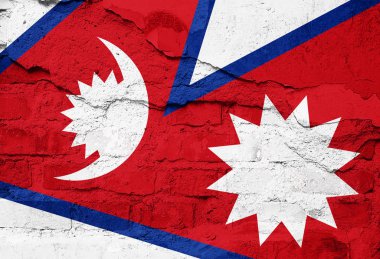 Eski duvar doku - 3d çizim üzerinde boyalı Nepal bayrağı