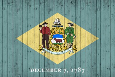 Ahşap arka plan - 3d çizim Delaware bayrağı