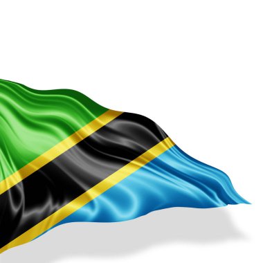 Tanzanya'nın bayrakla kopya alanı üzerinde beyaz arka plan - 3d çizim metni   