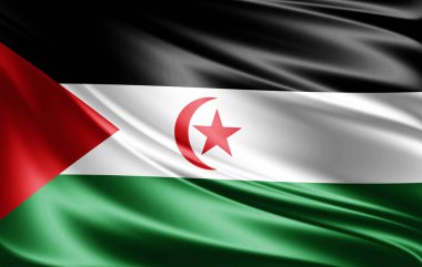 Metin - 3d illüstrasyon kopya alanı olan Sahra Arap Demokratik Cumhuriyeti bayrağı    