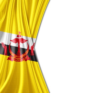 Brunei bayrağı kopya alanı metni üzerinde beyaz arka plan - 3d çizim ile    