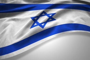 İsrail bayrağı kopya alanı metni üzerinde beyaz arka plan - 3d çizim ile    