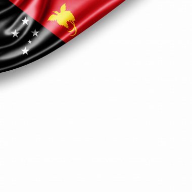 Beyaz arka plan üzerinde metin için kopya alanı ile Yeni Gine Bayrağı - 3d illüstrasyon   