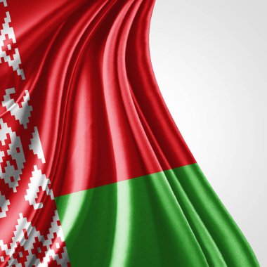 Beyaz arka plan - 3d çizim, metin kopyalama yeri olan Beyaz Rusya'nın bayrağı   