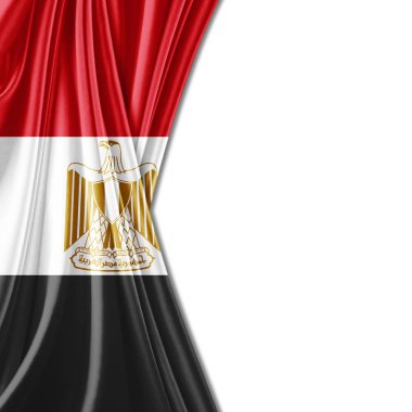 Beyaz arka plan - 3d çizim, metin kopyalama yeri olan Mısır bayrağı    