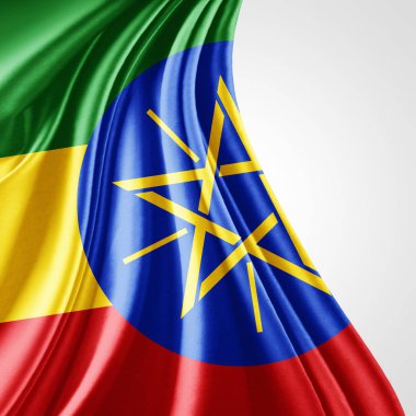 Etiyopya bayrağı kopya alanı metni üzerinde beyaz arka plan - 3d çizim ile    