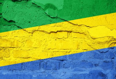 Gabon bayrağı eski duvar doku - 3d çizim üzerinde boyalı
