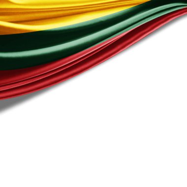 Beyaz arka plan üzerinde metin için kopya alanı ile Litvanya Bayrağı - 3d illüstrasyon   