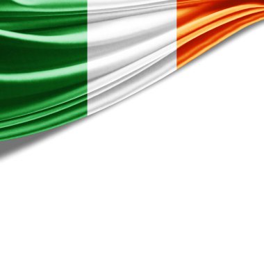 İrlanda bayrağı kopya alanı metni üzerinde beyaz arka plan - 3d çizim ile    