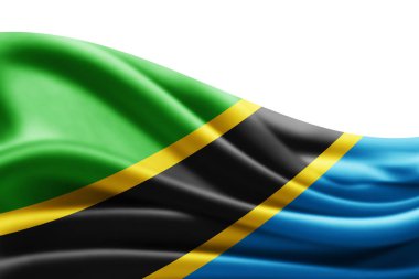 Tanzanya'nın bayrakla kopya alanı üzerinde beyaz arka plan - 3d çizim metni   