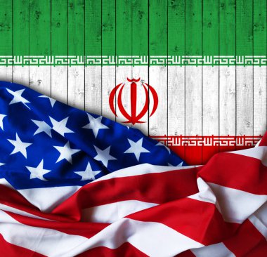  İran bayrağı ve ABD bayrağı arka plan