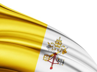 Vatikan bayrağı kopya alanı için metin veya resim ve beyaz arka plan - 3d çizim ile