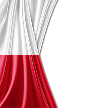 Polonya bayrağı kopya alanı metni üzerinde beyaz arka plan - 3d çizim ile    