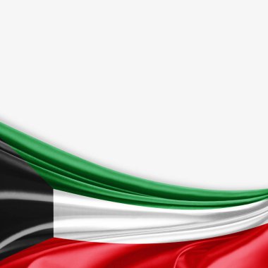 Kuveyt bayrağı kopya alanı metni üzerinde beyaz arka plan - 3d çizim ile    