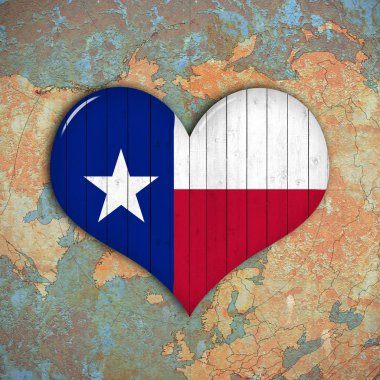 Texas bayrağı, metin veya görüntüler için kopya alanı ile kalp şekli 