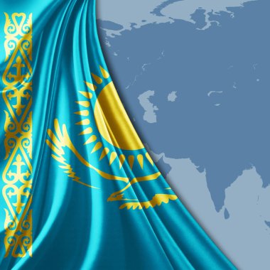 Kazakistan bayrağı ile kopya alanı metin - 3d çizim için    