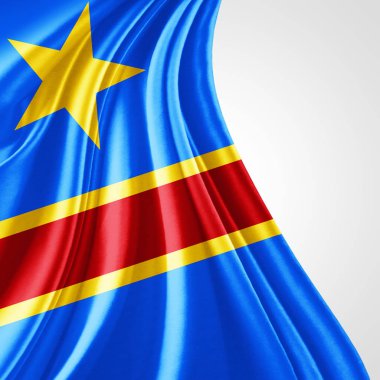 Metin - 3d çizim için kopya alanı ile Kongo Demokratik Cumhuriyeti bayrağı    