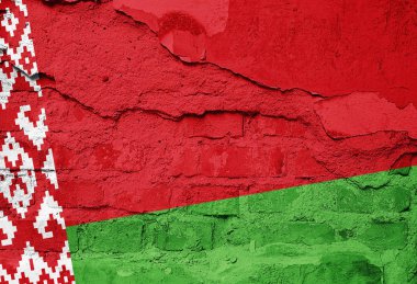   Eski duvar doku - 3d çizim üzerinde boyalı Beyaz Rusya bayrağı