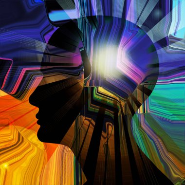 Abstract. Human head with sun.  Illustration clipart