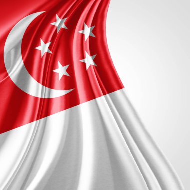 Beyaz arka plan - 3d çizim, metin kopyalama yeri olan Singapur bayrağı    