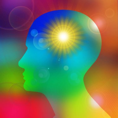  insan kafası, arka plan - 3d çizim