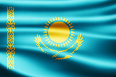 Kazakistan bayrağı ile kopya alanı metin - 3d çizim için    